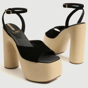 $108 NWT (8.5 & 9) SAM EDELMAN Black Suede Platform Heel